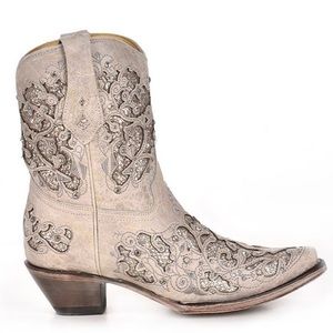 Corral white glitter & crystals ankle boot woman’s size 9 western cowgirl